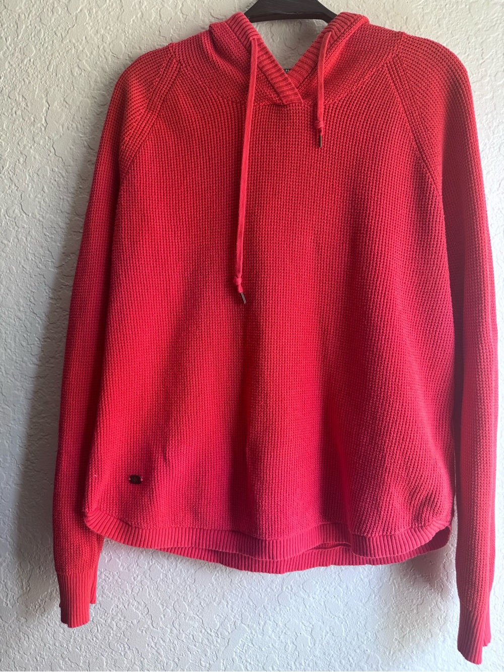 Lauren Ralph Lauren Bright Red Waffle Knit Hoodie